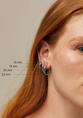 Basic 18 Hoop Earrings Silver