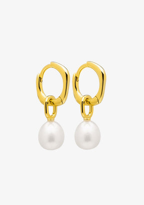 Pearly Hoop Earrings Gold