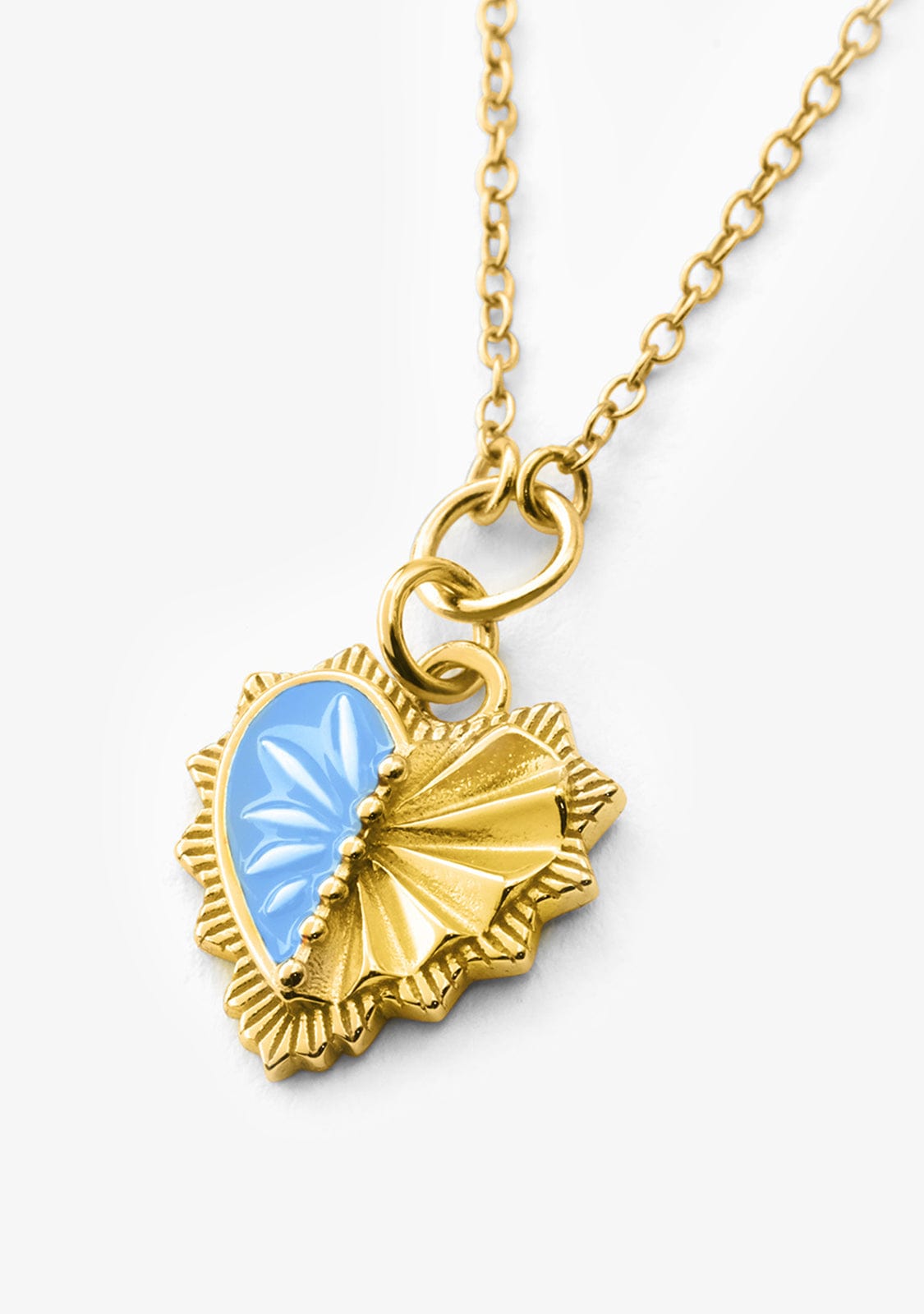 Collar Corazón Mariposa Azul Baño Oro 18K Core