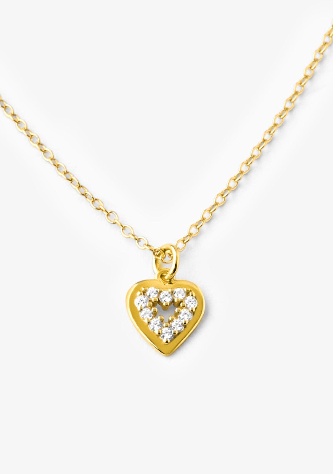 Collar Corazón Baño Oro 18K  Con Circonitas Blancas Cora