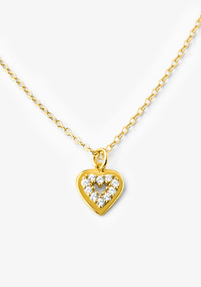 Collar Corazón Baño Oro 18K  Con Circonitas Blancas Cora