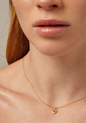 Collar Corazón Baño Oro 18K  Con Circonitas Blancas Cora