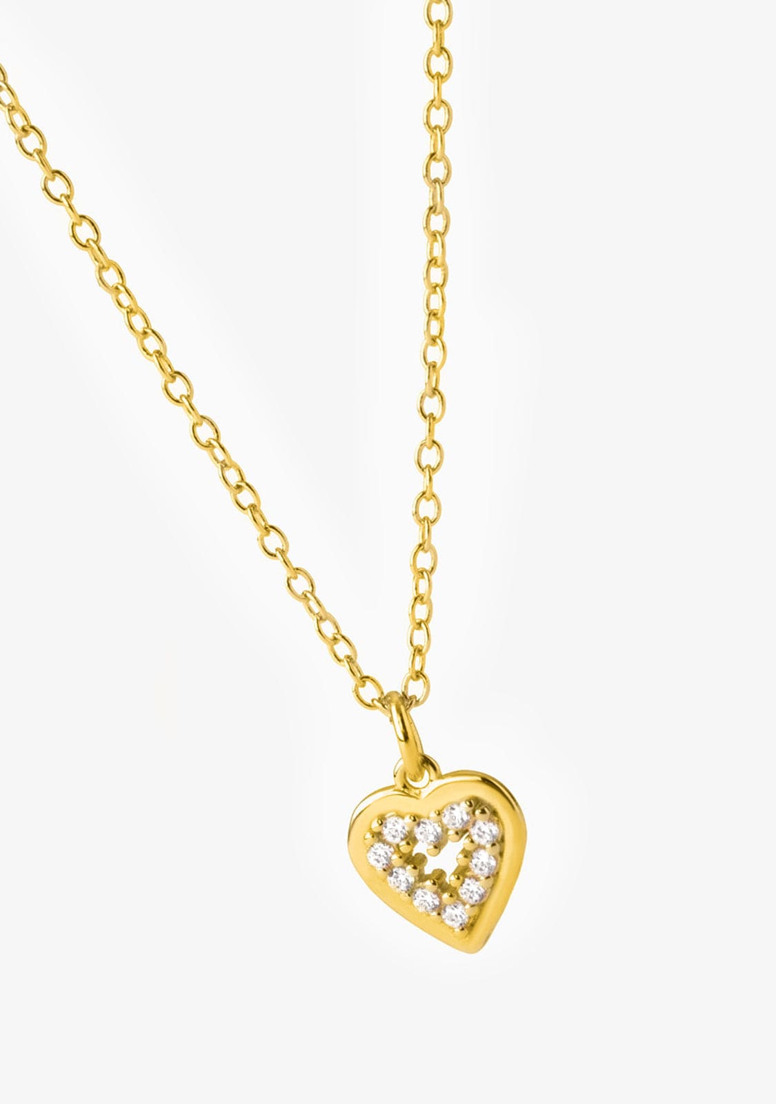 Collar Corazón Baño Oro 18K  Con Circonitas Blancas Cora