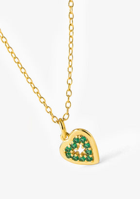 Collar Corazón Baño Oro 18K Con Circonitas Verdes Cora