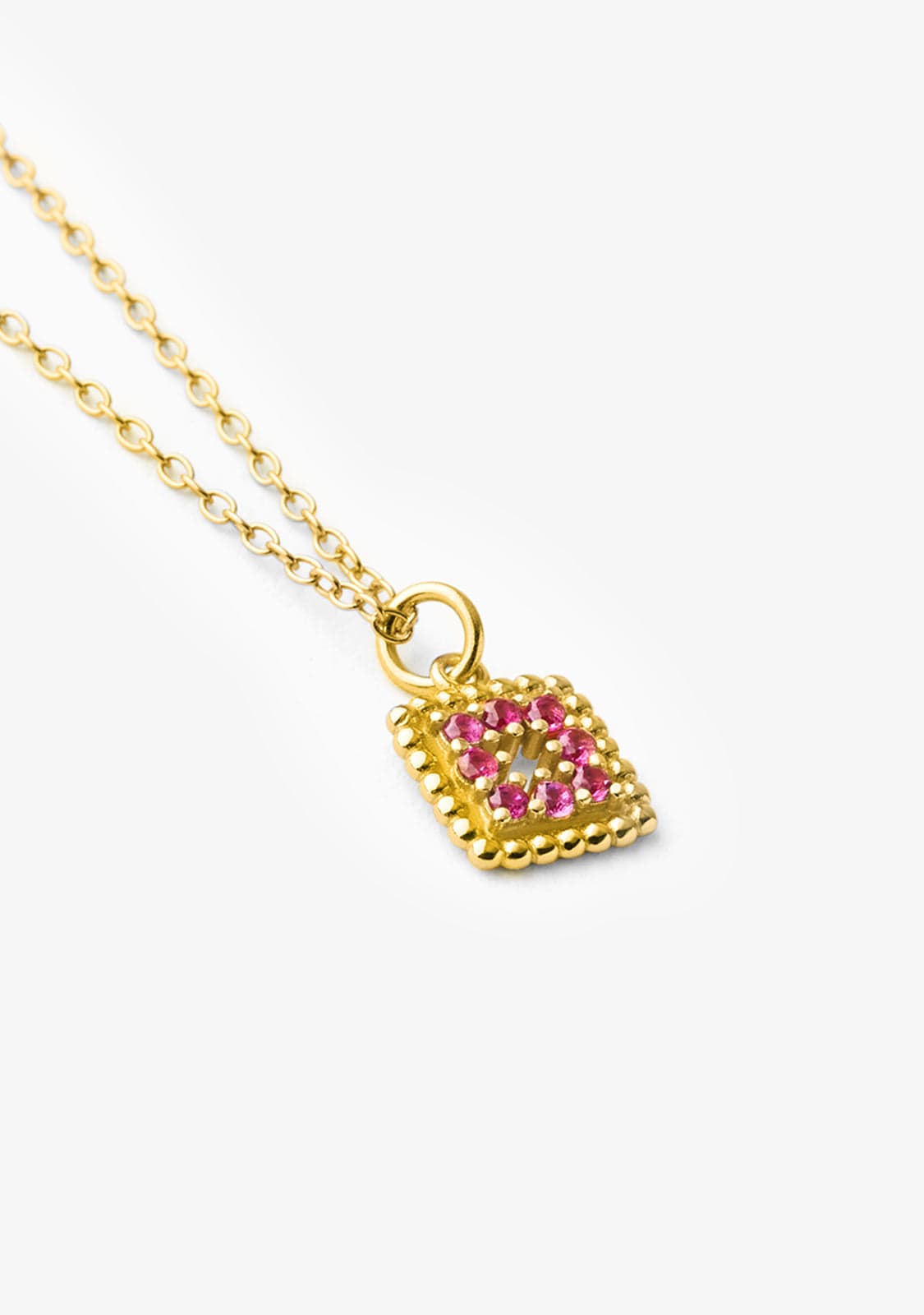 Necklace Cubo Ruby Gold