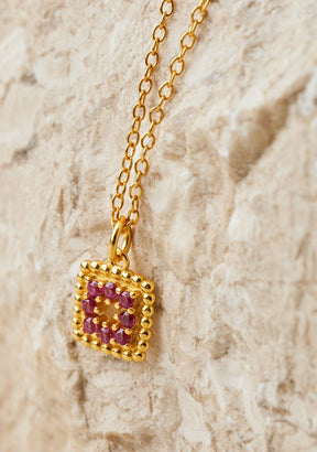 Necklace Cubo Ruby Gold