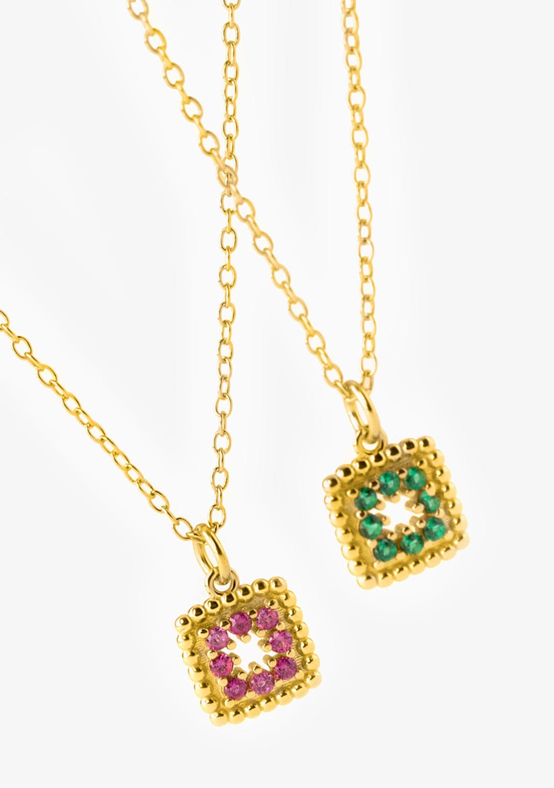 Necklace Cubo Emerald Gold