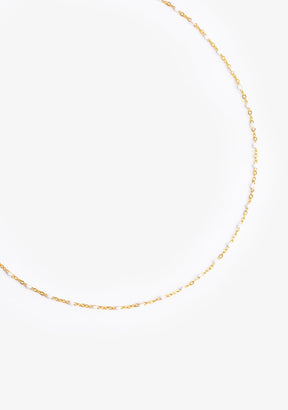 Enamel White Necklace Gold