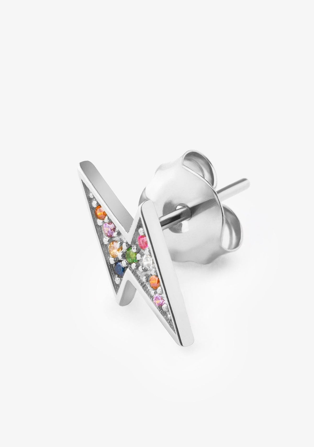 Piercing Rayo Plata Ley 925 con Circonitas Multicolor