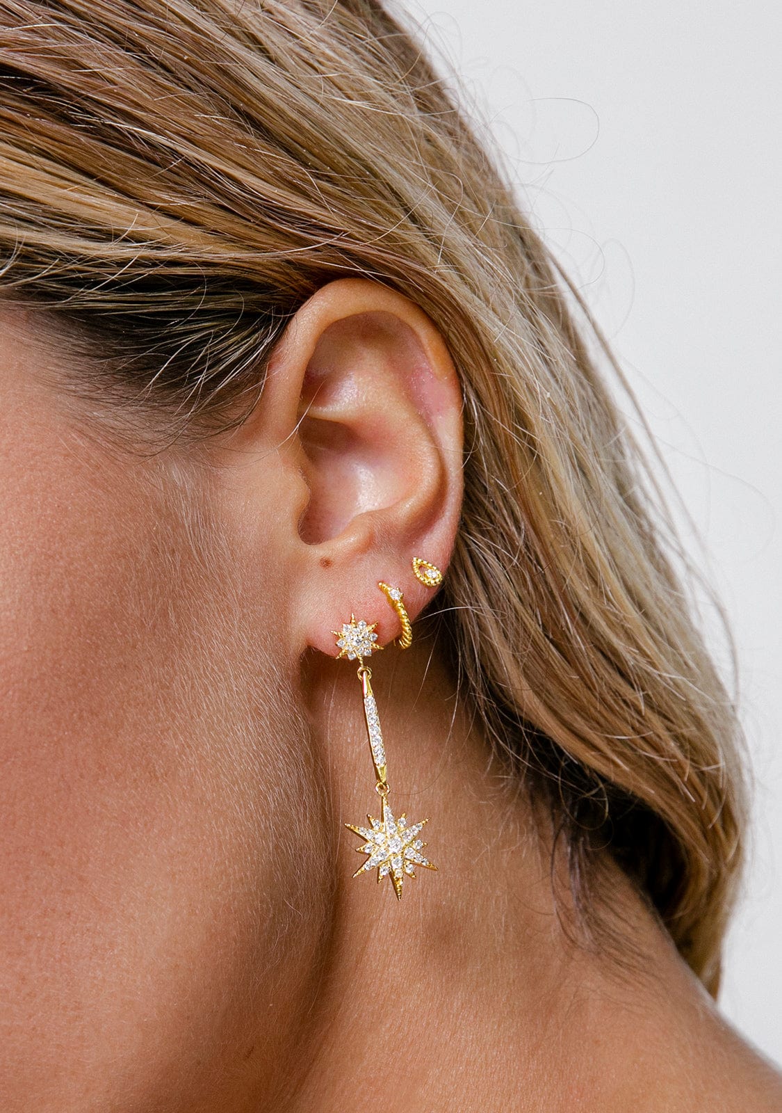 Tear Zirconia Piercing Gold