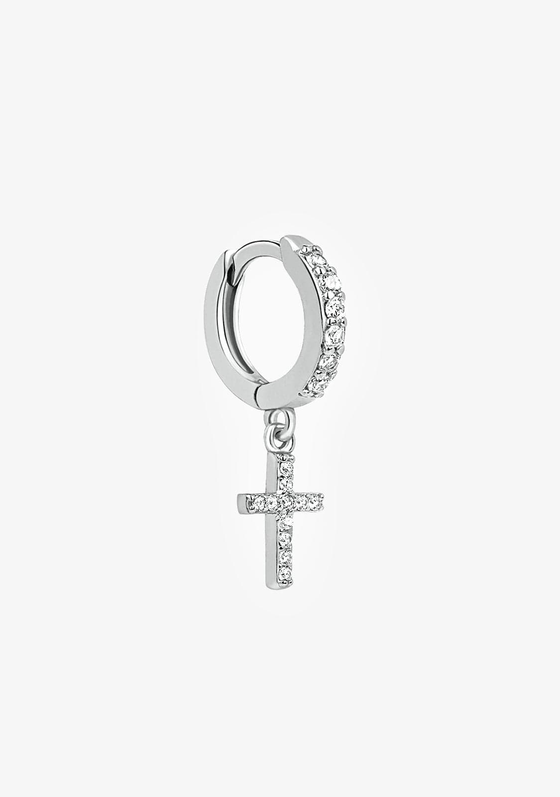 Cross Zirconias Hoop Piercing Silver