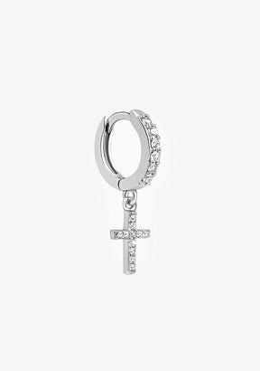 Piercing Aro Cruz Plata de Ley 925 Con Circonitas
