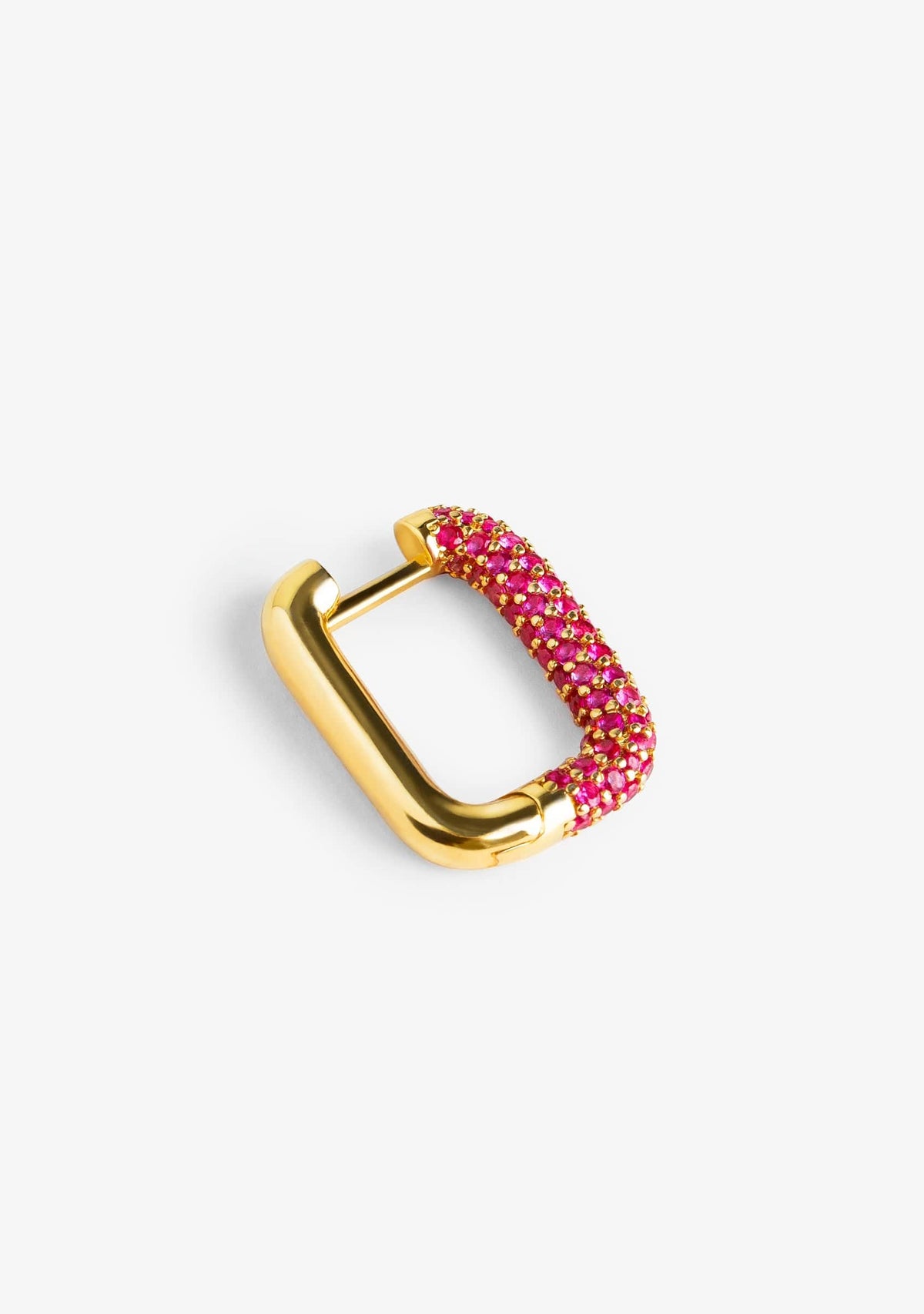 Piercing Rectangular Baño Oro 18K Con Circonitas Fucsia Ruby