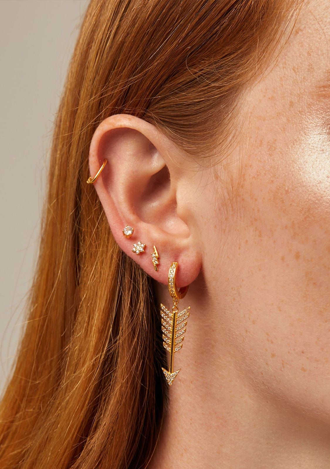 Piercing Flecha Baño Oro 18K Blanco