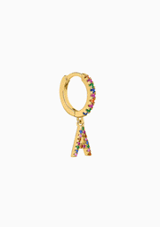 Piercing Aro Inicial Multicolor Baño Oro 18K Con Circonitas Hoop