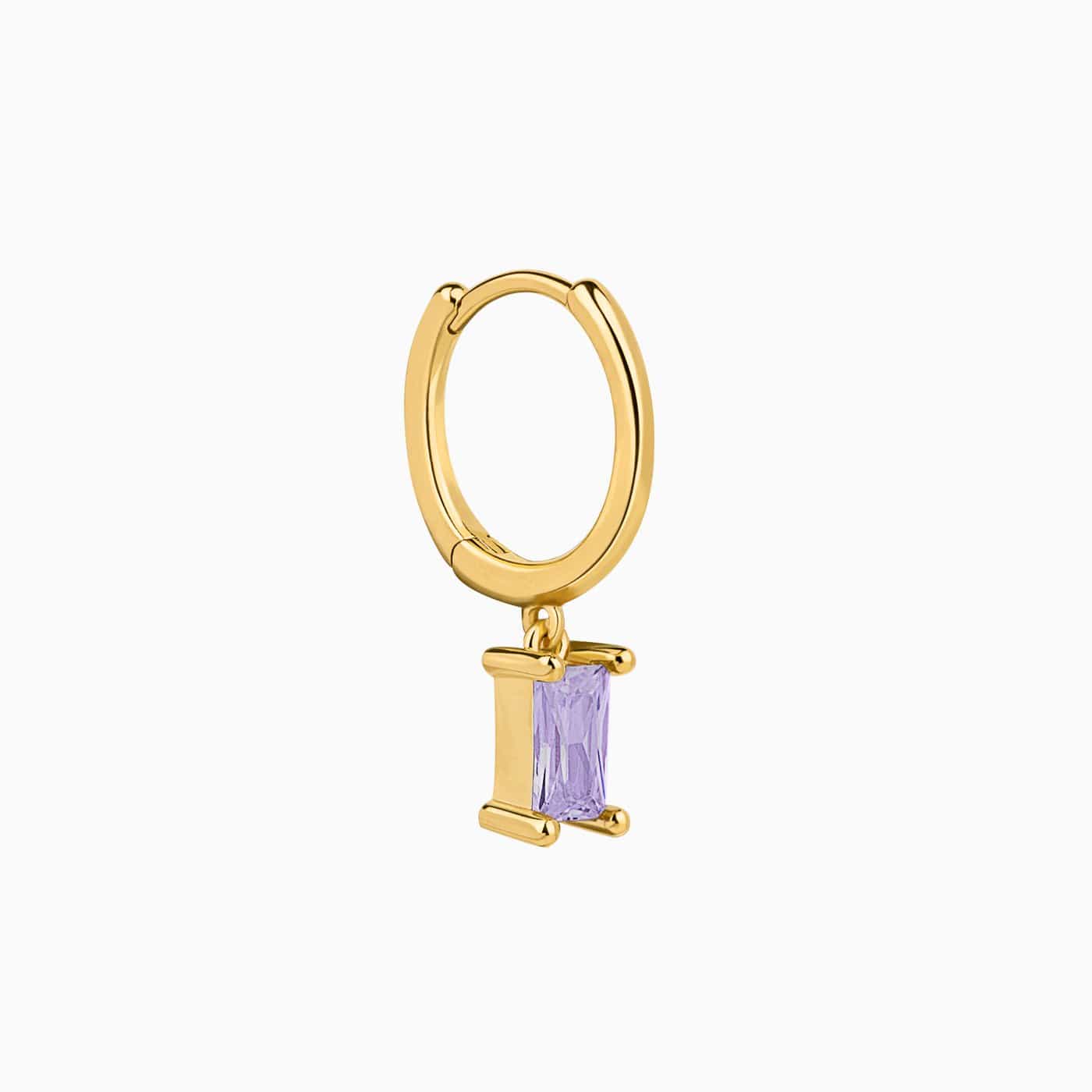 Baguette Amethyst Hoop Piercing Gold