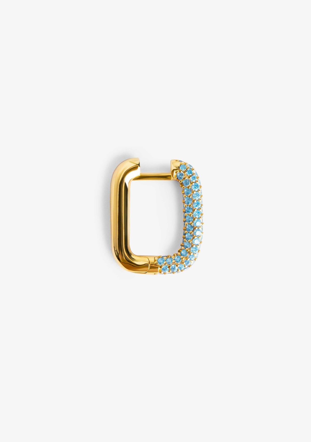 Piercing Rectangular Baño Oro 18K Con Circonitas Azul Turquesa