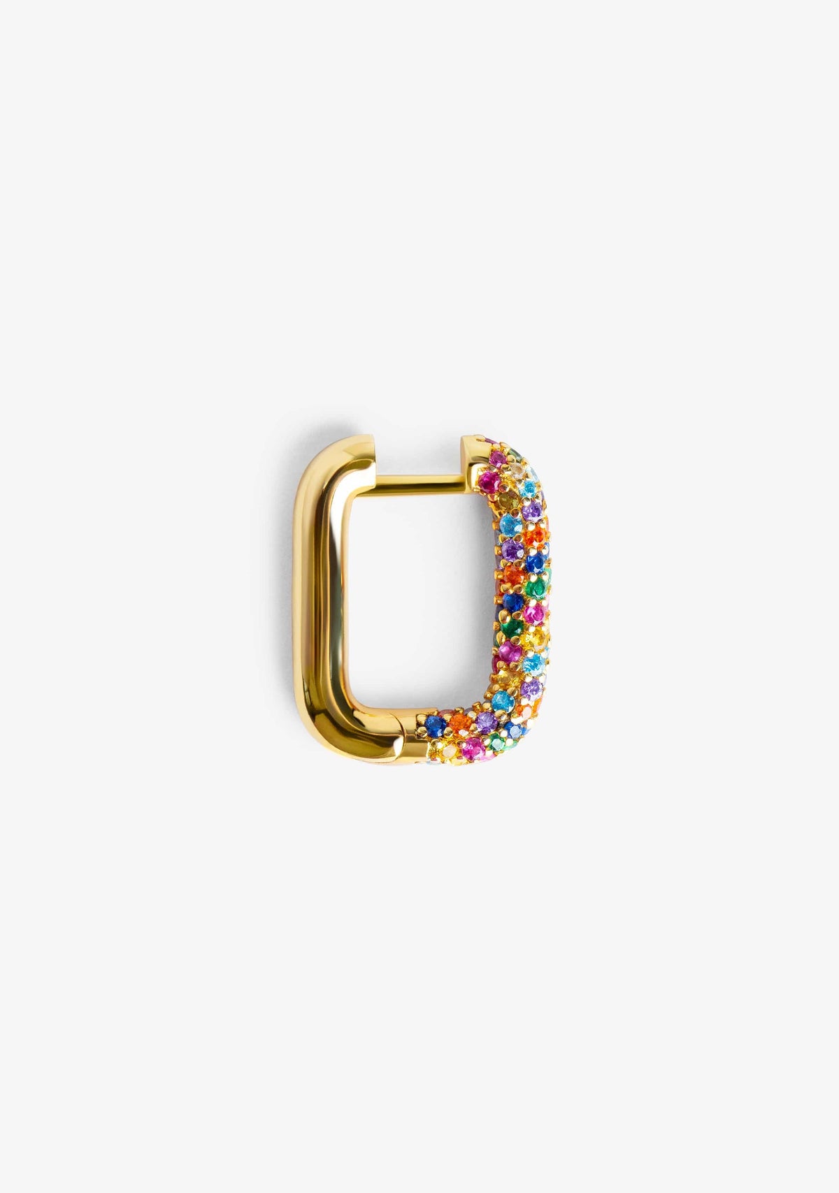 Piercing Rectangular Baño Oro 18K Con Circonitas Multicolor
