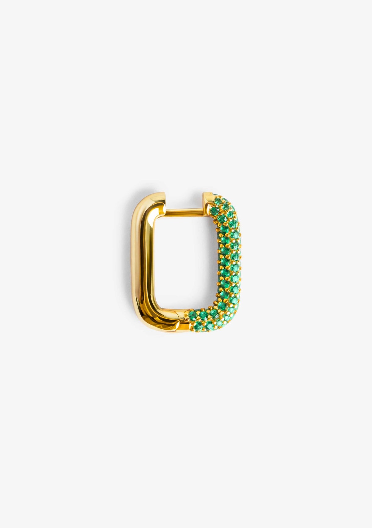 Piercing Rectangular Baño Oro 18K Con Circonitas Verde Esmeralda