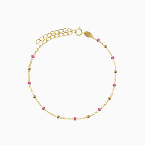 Pink Beads Charms Gold Bracelet