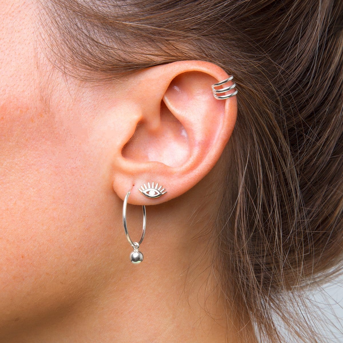 Hoop Silver Bead Earring