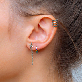 Silber Blitz Kette Ohrringe
