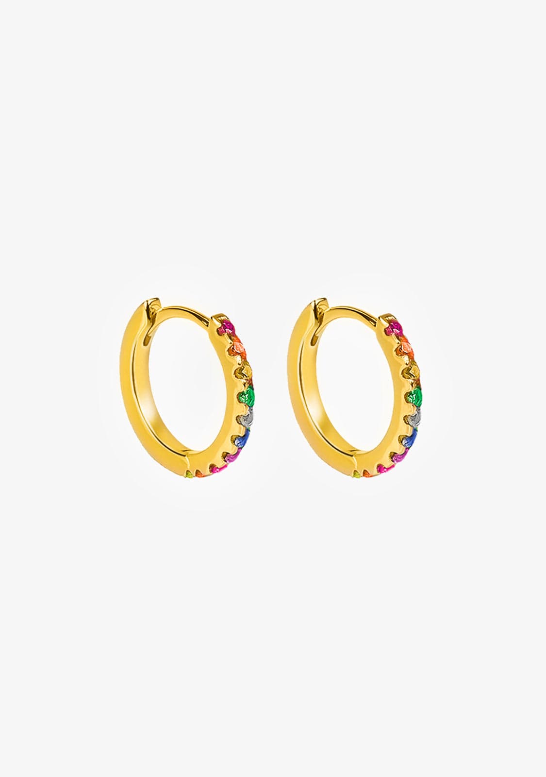 Rainbow Hoop Earrings Gold