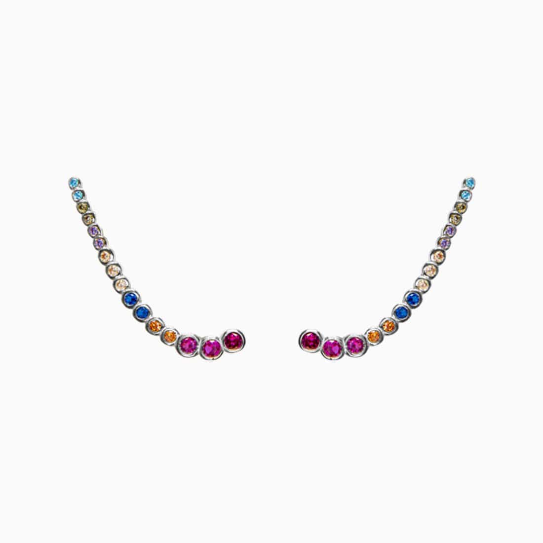 Ohrringe Klettern Ohrringe Zirkonia Multicolour Silber