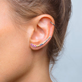 Ohrringe Klettern Ohrringe Zirkonia Multicolour Silber