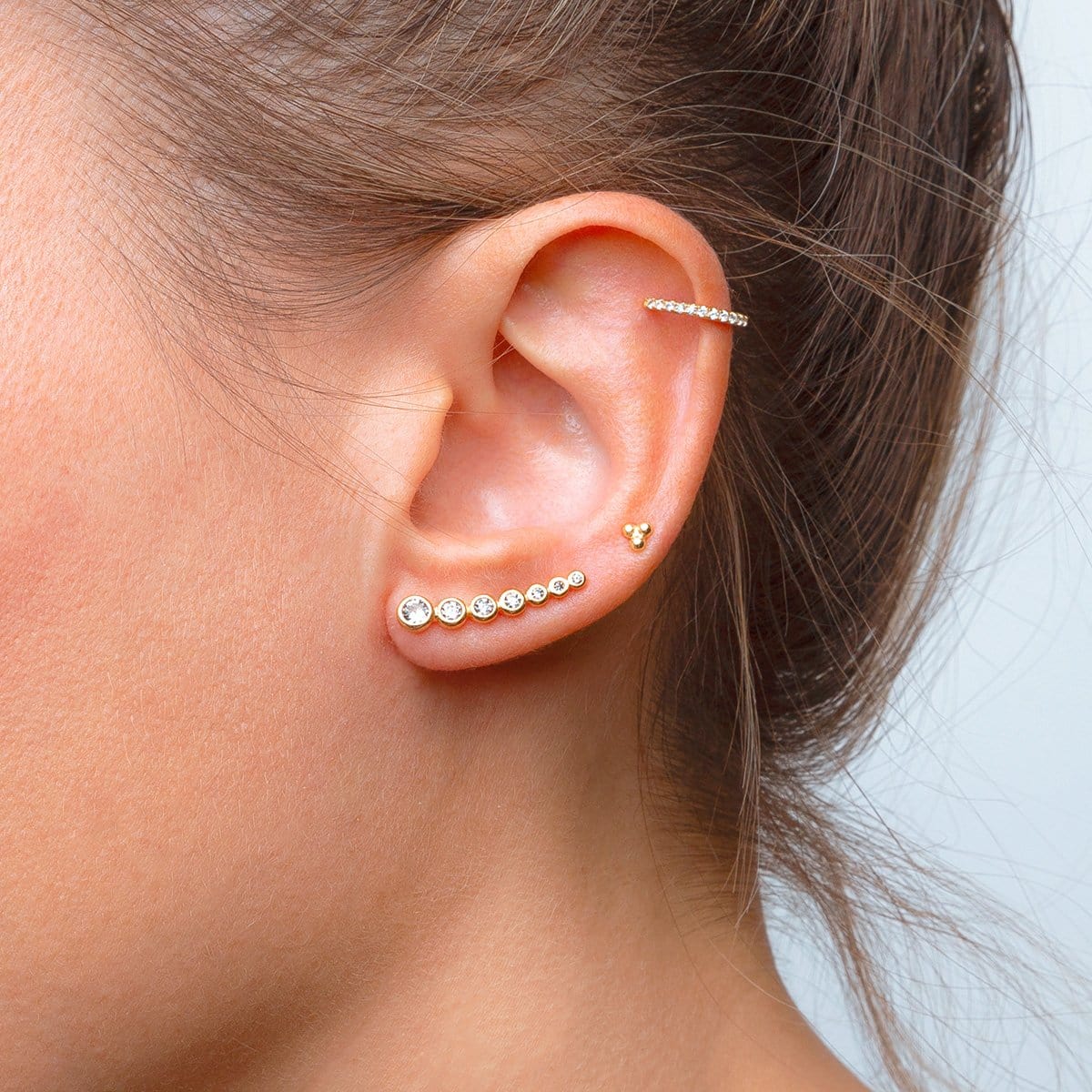 Climber Zirconia Gold Earring
