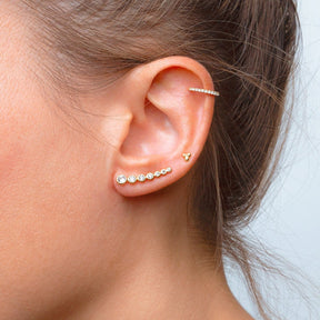 Climber Zirconia Gold Earring