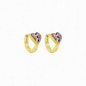 Heart Multicolor Hoop Earrings Gold