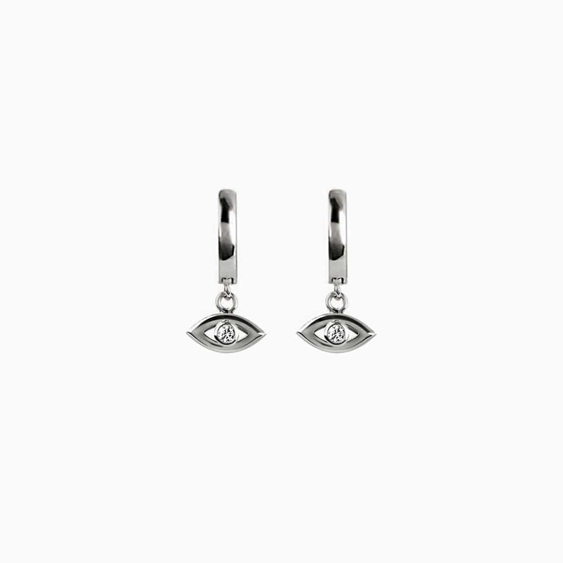 Eye Zirconia Silver Ring Earring