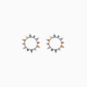 Boucles d´oreilles Soleil Zirconia Multicolore en argent sterling
