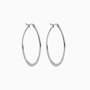 Oval Hoop Earrings Silver