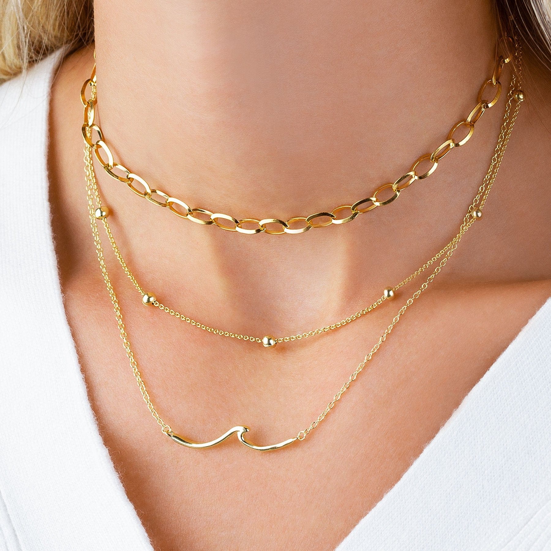 Wellen-Halskette Gold