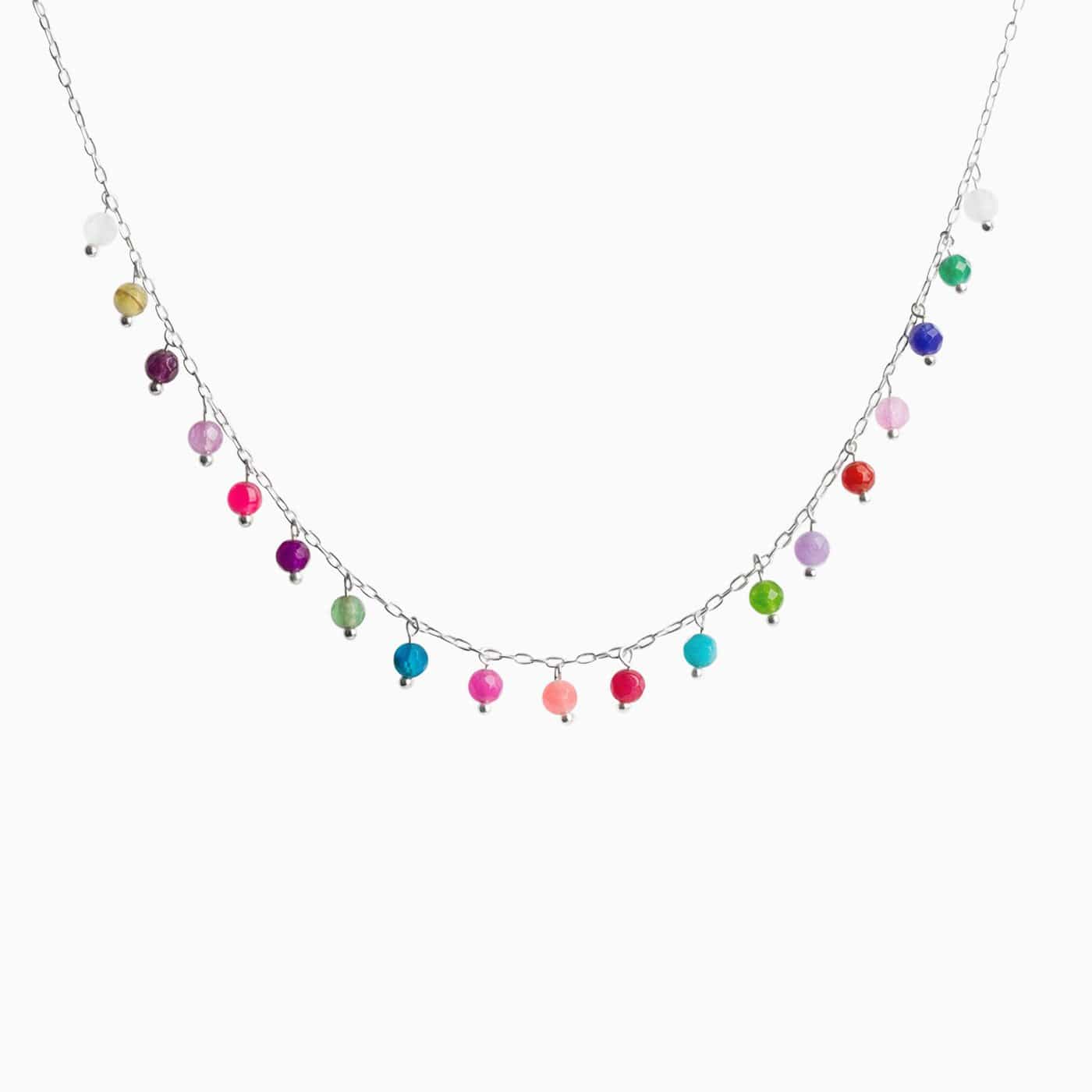 Multicolor  Beads Silver Pendant