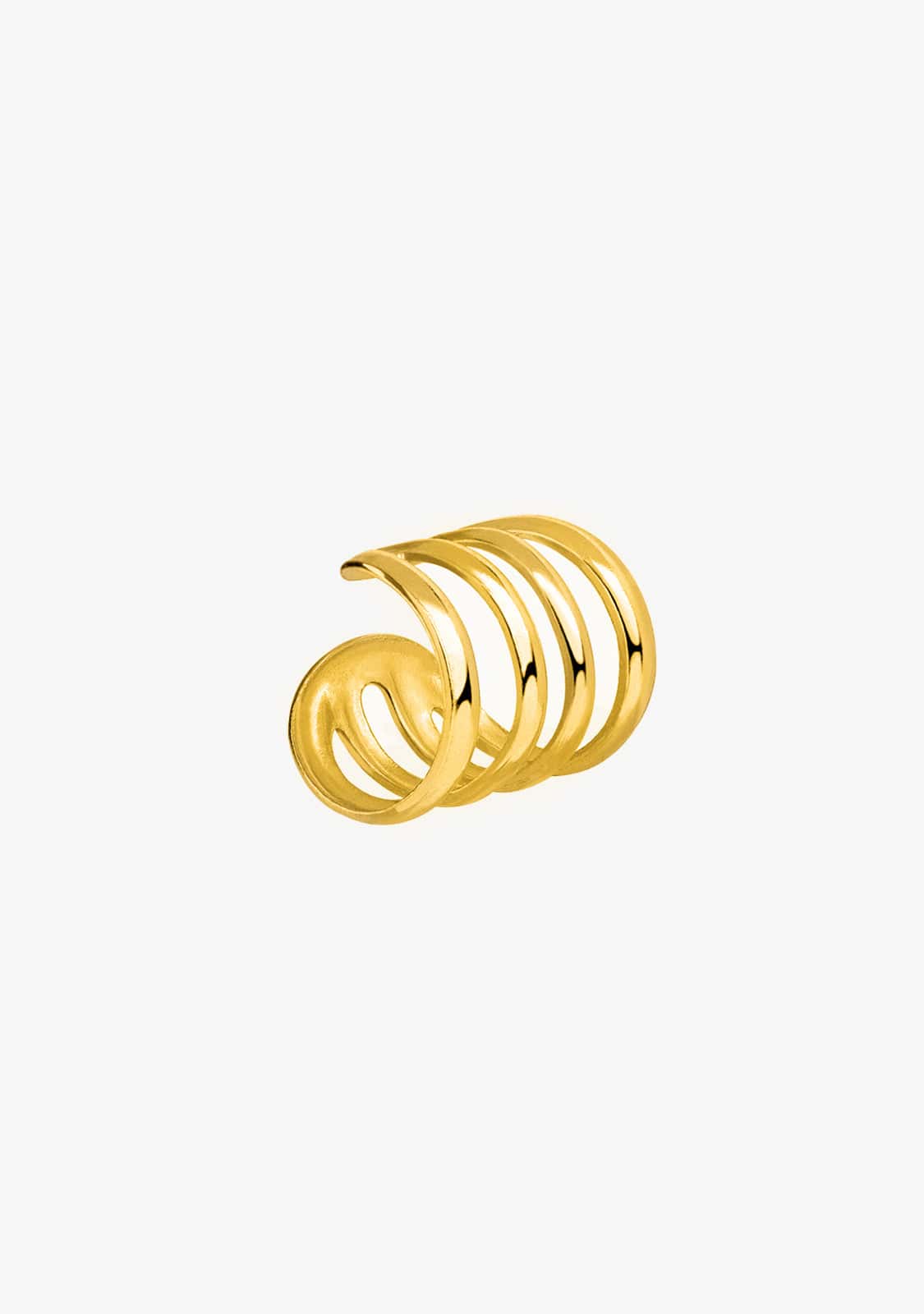 Ear Cuff Espiral Aro Doble Baño Oro 18K