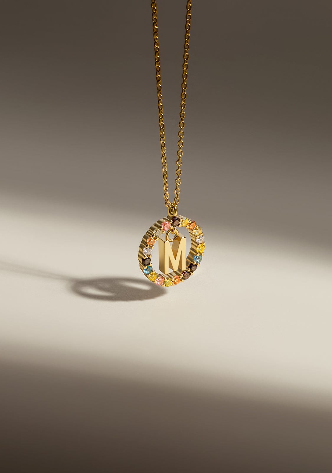 M letter store gold chain