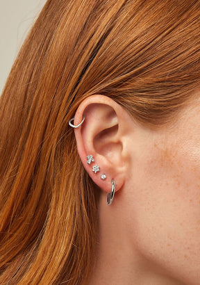 Ear Hoop Piercing Heart Silver