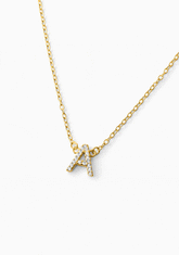 Collier Initiale Fixe Zirconias Or
