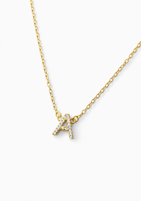 Collier Initiale Fixe Zirconias Or