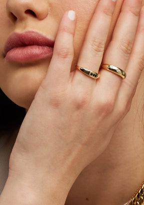 Anillo Baño Oro 18K con Circonitas Novelty