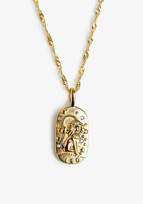 Leo Zodiac Necklace Steel Gold