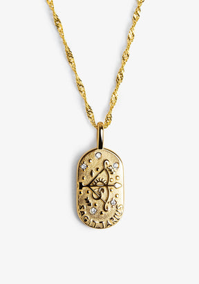 Sagittarius Zodiac Necklace Steel Gold